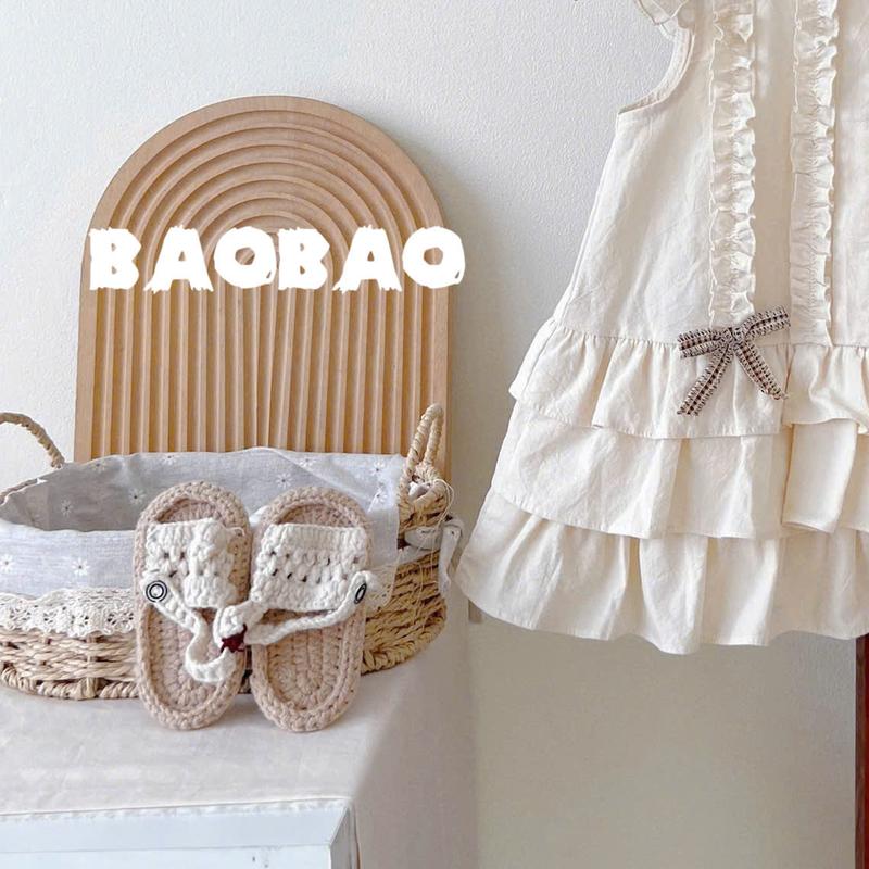 [BAOBAO-ODER] VÁY CỔ TRÒN TAY CÁNH TIÊN BÈO 2 TẦNG GẮN NƠ XINH XẮN CHO BÉ GÁI - M412 4