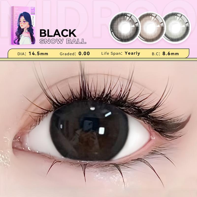 Midroo Lens 1 Cặp Kính Áp Tròng 0-6 Độ Snowball 14.5mm Lens Cận Mắt 1 Năm