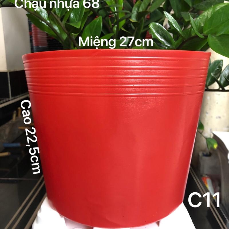   30-50 Cái   Chậu Nhựa Trồng Cây C11 Màu Đỏ Dày Dặn 27x23cm 