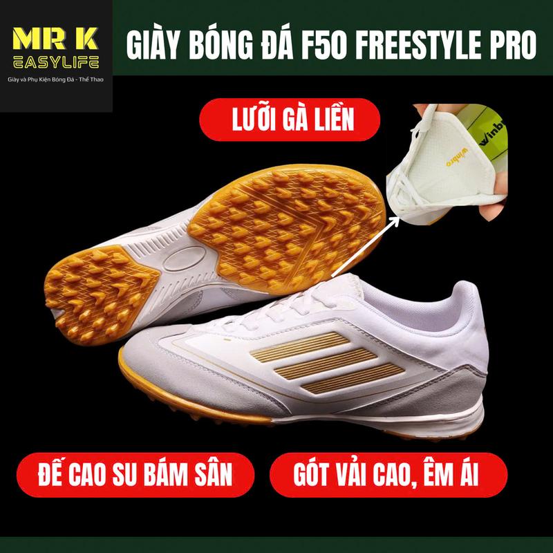 [Lùi 0,5 size] Giày Đá Bóng Nam F50 PRO TF, đế cao su TF, khâu full đế, êm, tặng kèm tất + dây phối màu, Sport, Đá Banh sân cỏ nhân tạo, thể thao, tập thể dục