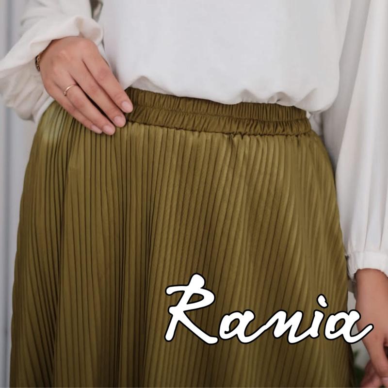 RANIA Rok Plisket Jumbo Lingkar Pinggang LP 80 - 150 cm Pj 105 - 109 cm cukup TB 170 - 175 cm Bahan Melar Adem Nggak Newarang Karet Muslim Rok Panjang Wanita Dewasa 1
