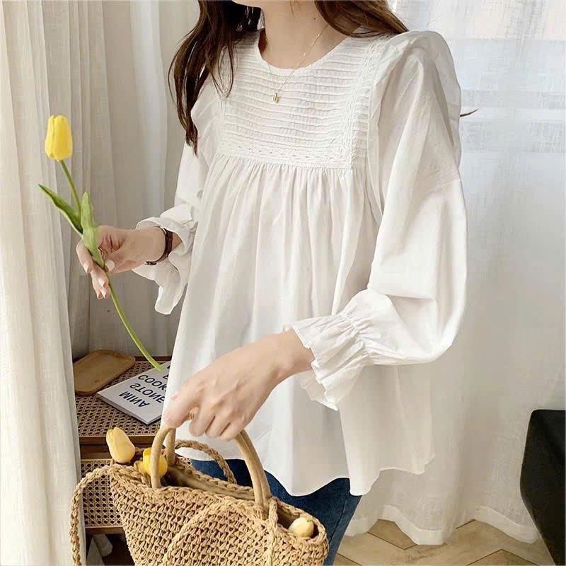 Áo bầu dài tay chất thô mềm đẹp thiết kế dáng babydoll siêu xinh AD137