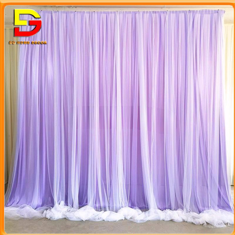  Rèm Vải 2 Lớp  Voan Lưới+Thun Nhúng  Màu Tím Rèm Trang Trí Sự Kiện Sinh Nhật DG-793 