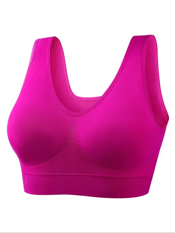 【Plus Size】 Solid Wireless Bra, Comfortable Breathable Bra, Women's Plus Size Underwear for All Seasons 3