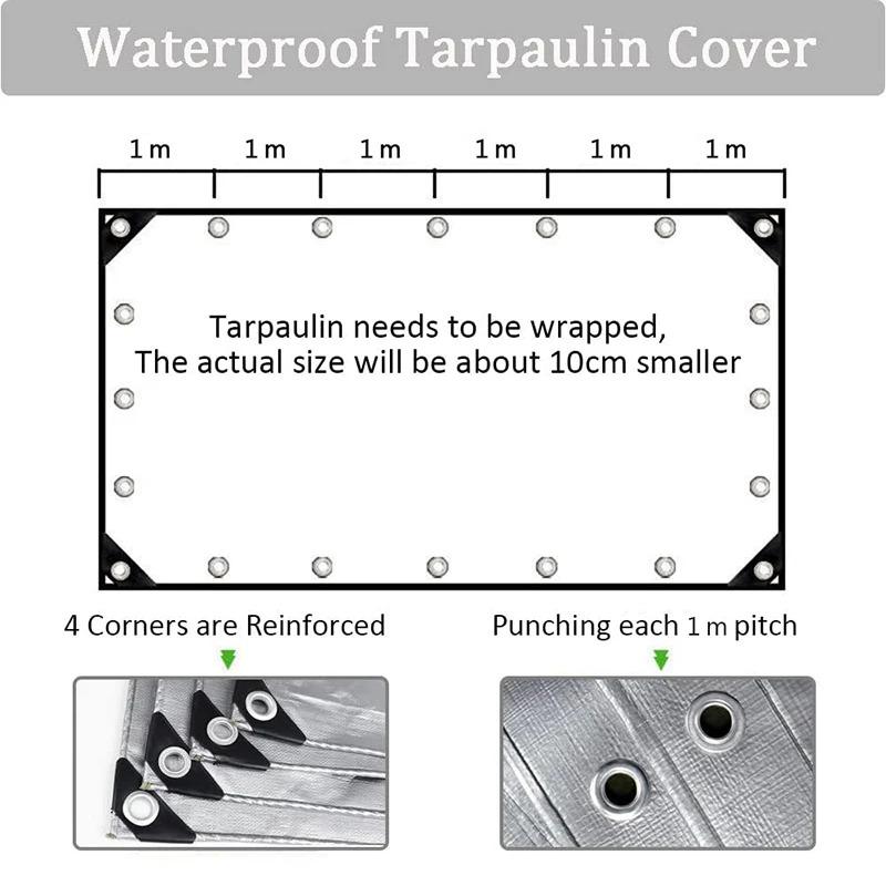 Product Introduction of Tarpaulin 2x2m 2x3 3*3 3x4 3mx5 Car Waterproof Shade Tarp Tent Camping Sun Shade Sail Double Silver Awning Canopy Rain Cover 5