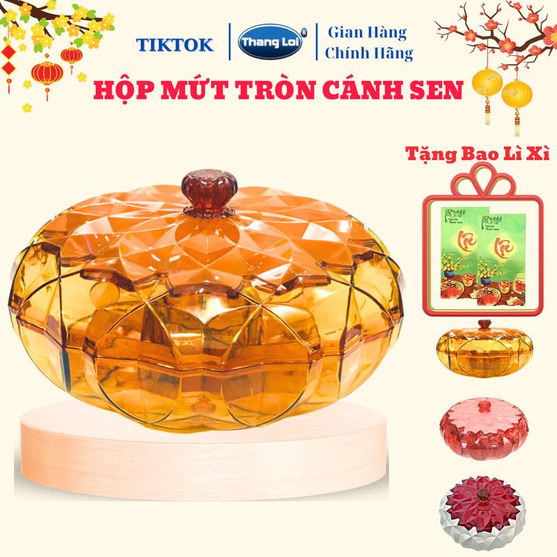 Hộp Đựng Mứt Tết Tròn Cánh Sen Nhựa Thắng Lợi Chống Bụi khaydung  muttet khay  banh khay  keo hop  dung