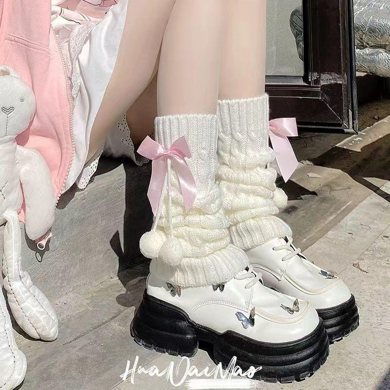 Product Introduction of Tất Chân Phong Cách Lolita, Nhật Bản Và Dễ Thương, Có Quả Bóng Lông, Nơ Cọc, Giữ Ấm Chân, Dành Cho Nữ, Thích Hợp Cho Mùa Thu, Tất Trắng, Nữ 9