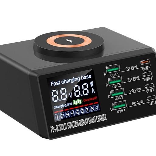 Sạc 8 cổng hiển thị V-A kèm theo sạc không dây X9M