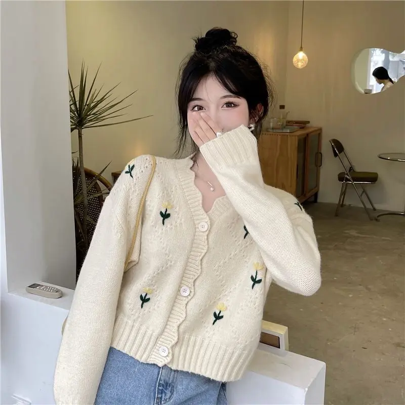 KARLEY Cardigan Rajut Korea Jaket Rajut Wanita Causal Style Sweater Cardigan Rajut Lengan Panjang 6