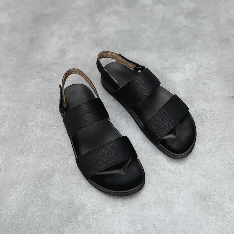 Dép Sandal Nam Da Bò Cao Cấp Đế Cao Su Chống Đau Chân Sang Trọng Thời Trang 0