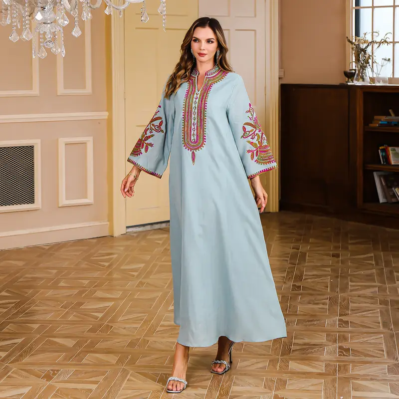 Middle East Muslim Rope Embroidered Robe Wn's Clothing Dubai Turkey Abaya Wn's Light Luxury Evening Gown Large Robe 1