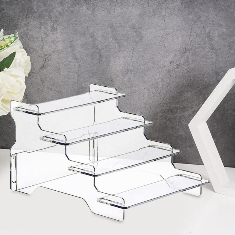 Clear Display Riser Shelves Organizer Storage Stand Showcase Fixtures ...