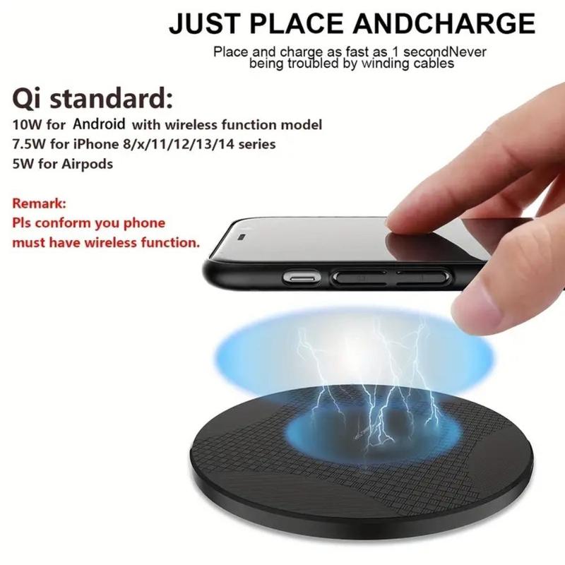 Wireless Charger Pad Stand for Smartphone, Desktop Ultra-thin Mobile Phone Charging Station, Portable Charger for iPhone 15 14 13 12 11 Samsung Xiaomi Phones, Electronic Product, Valentine's Day Gift 3