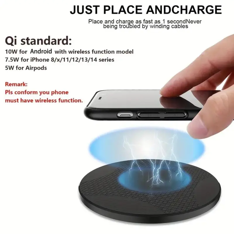 Wireless Charger Pad Stand for Smartphone, Desktop Ultra-thin Mobile Phone Charging Station, Portable Charger for iPhone 15 14 13 12 11 Samsung Xiaomi Phones, Electronic Product, Valentine's Day Gift 3