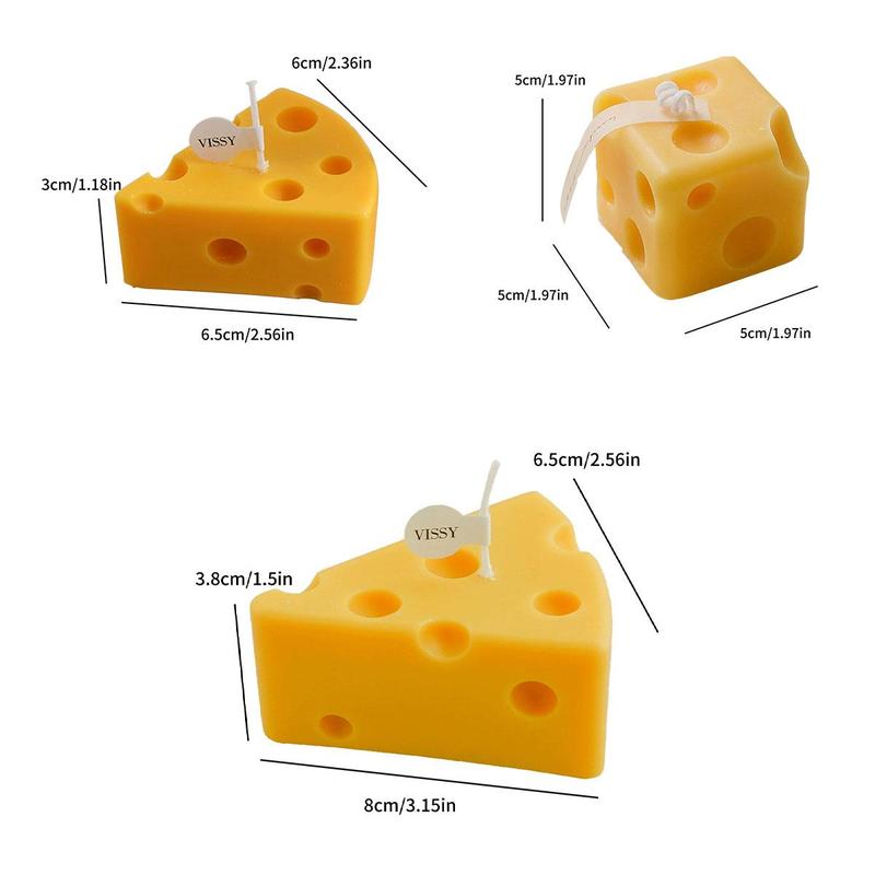 Product Introduction of Handmade Cheese Shaped Scented Candle, 1 Count Creative Modeling Candle, Decorative Ornament for Home Party Wedding, Creative Gift for Friends, Freshener 1