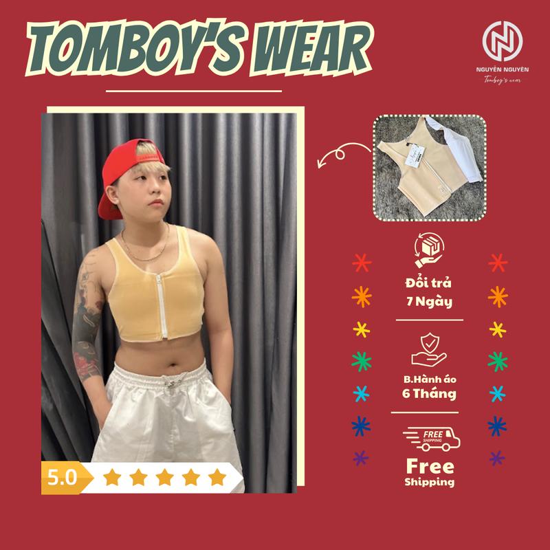 Áo Nịt Ngực Không Viền Dây Kéo Trước Dành Cho Tomboy Trans SB