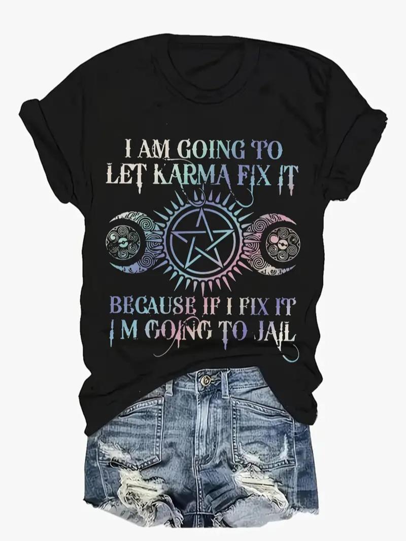 Product Introduction of 【Plus Size】 Letter Print Round Neck Tee, Casual Short Sleeve Crew Neck T-Shirt for Summer, Women's Plus Clothing for Daily Wear 5