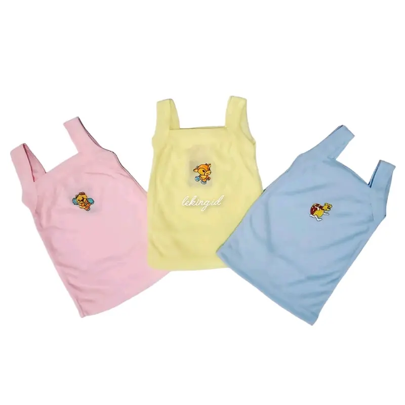 Grosir 12 PCS / 1 Lusin Kaos Dalam Anak Bordir Warna Soft / Enji Muda Bordir 1