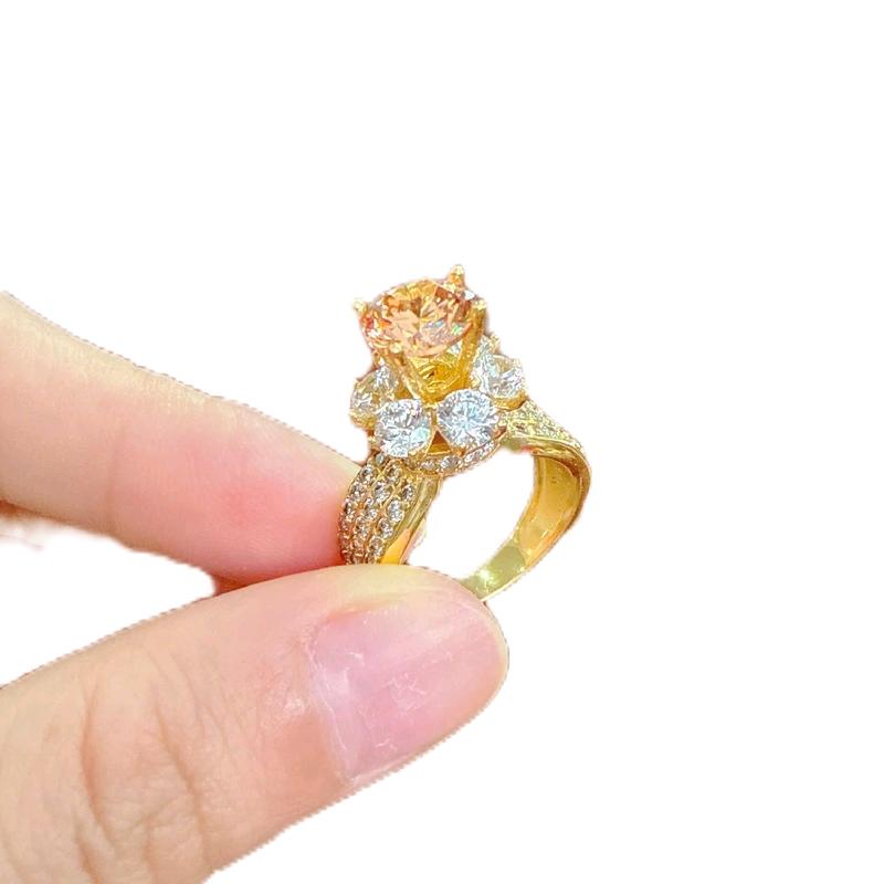 Nhẫn nữ hoàng hột nhỏ màu trà đồng hội