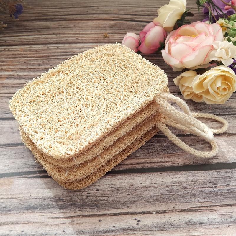Product Introduction of Natural Loofah Bath Sponge, 4 Counts Bath Loofah, Bathing Accessories for Home Bathroom, Bathing Supplies, Home Supplies 4
