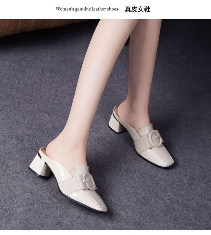 Product Introduction of Hộp Ngón Chân Mùa Hè, Da Thật, Gót Trung Bình Dép Lười Nữ, Hỗ Trợ Nửa, Giày Nữ, Dép Cao Gót, Da Bóng, Hàng Mới Về 2024, Thích Hợp Cho Ngoài Trời 8