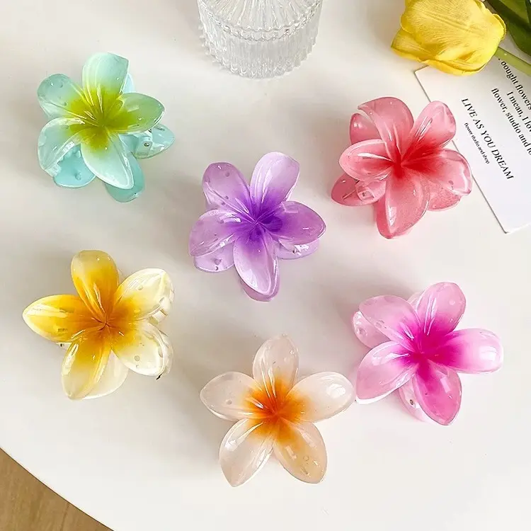 EMS fashion Secroma Hawaiian Colorful Flower Hair Clip Beach Hairpin Barrettes Accessories