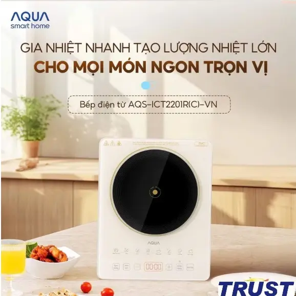 Bếp từ đơn Aqua ICT2201R(C)-VN Công suất 2200W - 22 mức điều chỉnh nhiệt độ - 8 chế độ nấu