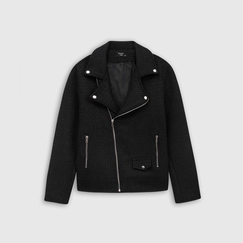 Áo khoác ROWAY form suông | Biker dạ tweed