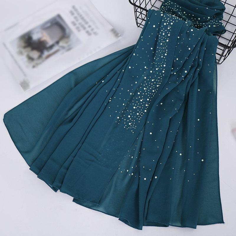 Product Introduction of Selendang sifon, JYUNJ, untuk wanita, Porselin Putih, Berlian Panas, Warna Pepejal, Tudung Panjang Monokrom, Tudung Etnik Klasik, Hadiah Indah 29