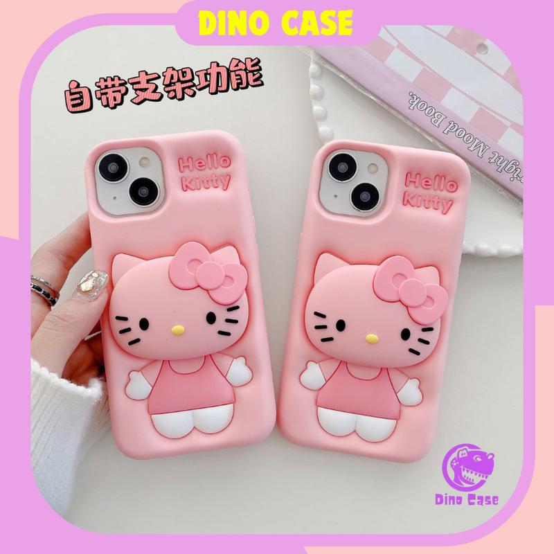 Ốp Lưng iPhone Chống Trơn Trượt Silicon Mềm Dễ Thương Giá Đỡ Hello Kitty Thích Hợp Cho iPhone 16 Pro Max Plus 15ProMax 15Pro 15 14ProMax 14pr Xs max 7Plus Phụ Kiện Case op lung