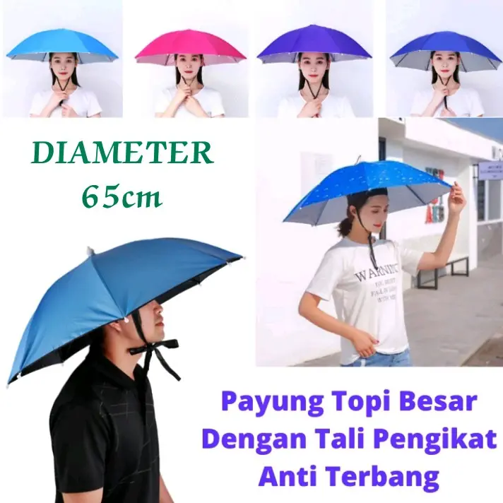 Topi payung diameter 65cm/topi payung hosun/topi payung/payung topi/topi mancing/topi/payung