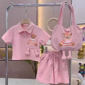 Bộ đồ gấu có chân ( không kèm túi) chất cottong mềm mát dành cho bé gái từ 8-26 kg