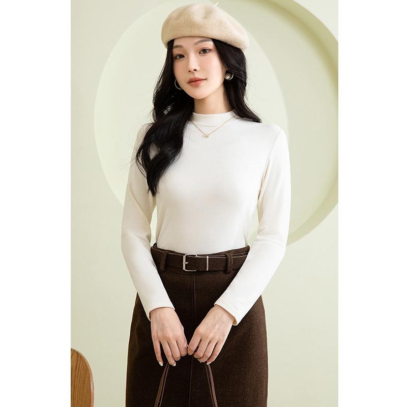 Product Introduction of Women's Autumn and Winter Bottoming Shirt Half Turtleneck Fashionable Inner Wear Solid Color Long Sleeve Thick Warm Underwear 8