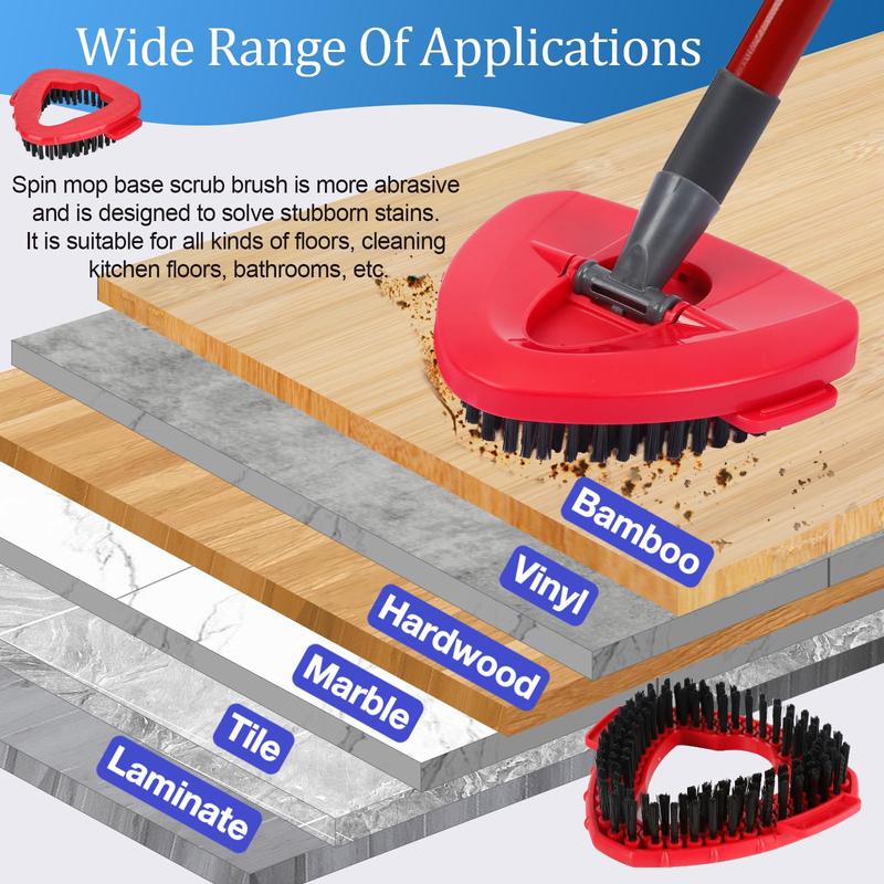 Product Introduction of Triangle Mop Head, 1/2 Counts Spin Rotatable Replace Floor Scrubber Brush, Hard Bristle Cleaning Mop Head for Bathroom Kitchen Pool, Glass and Tile Walls 3