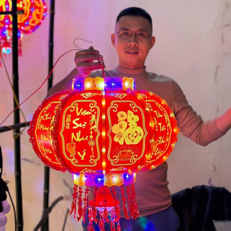 SIZE 100 Đèn lồng ĐIỆN XOAY TRÒN 360 CÓ CHỮ VIỆT Chúc Mừng Năm Mới Treo Trang Trí tết 2024 Đẹp lung linh Tranh
