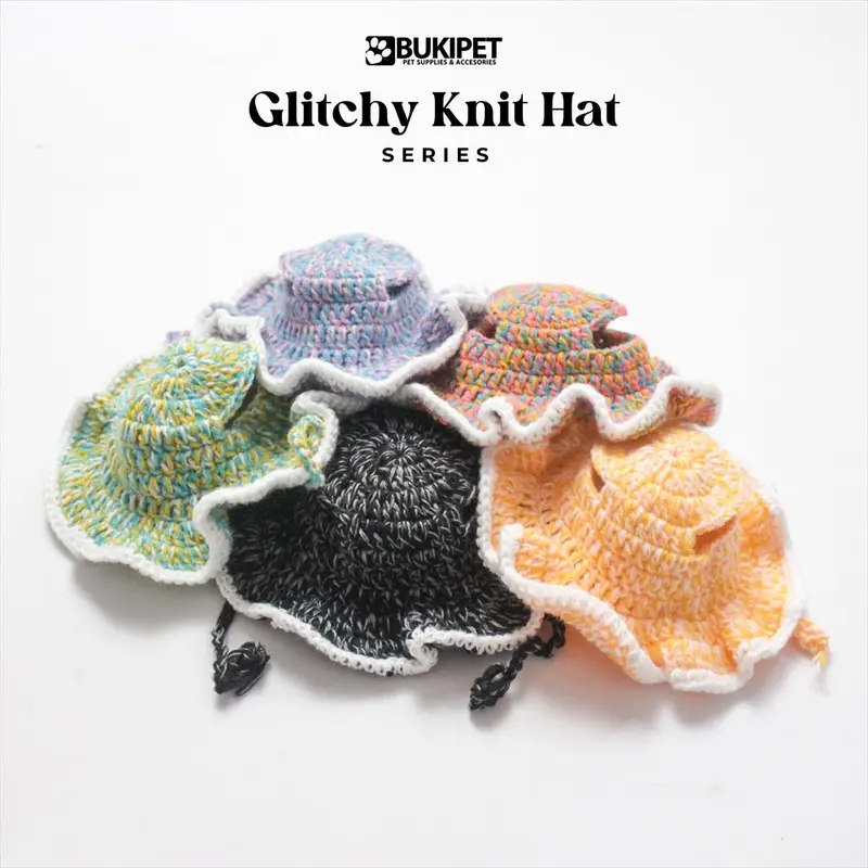 topi kucing rajut aksesoris hewan lucu murah - GLITCHY KNIT HAT 0