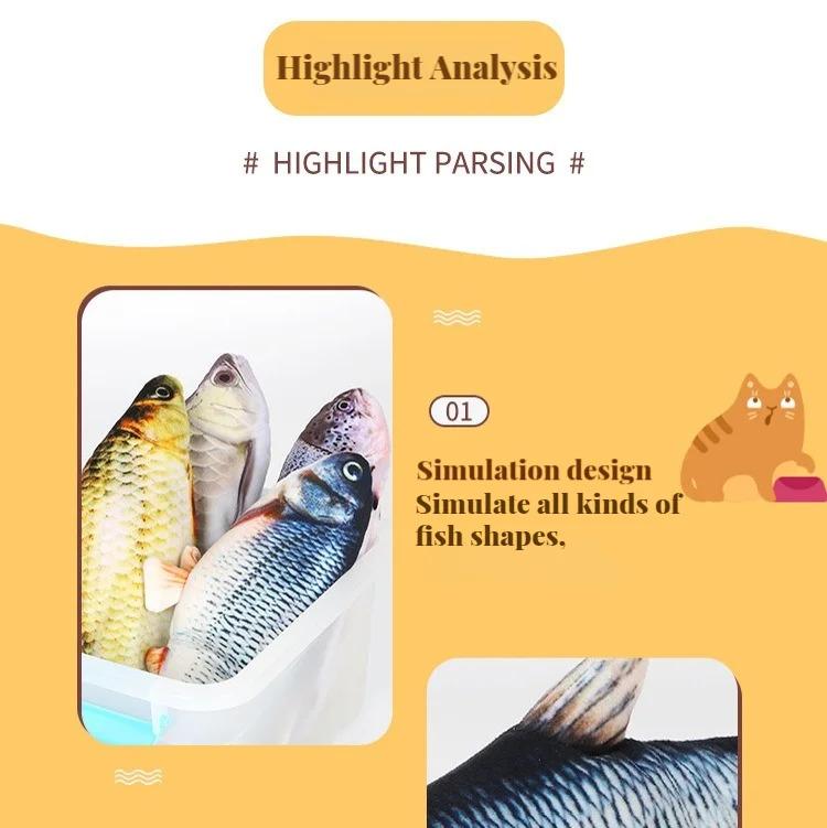 Product Introduction of Electric Cat Toy Fish Pet Toy Cat Teasing Fish Swing Kitten Dancing Fish Funny Cat Toy Chewable Play Equipment USB Charging 3