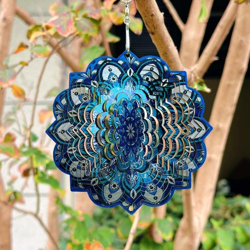 Hài hước 3D Chuông gió Mandala Hoa Cỏ bốn lá Mặt dây chuyền xoay Màu sắc rực rỡ…