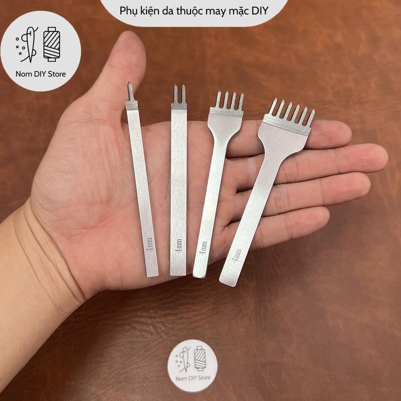 Đục Trám Khâu May Tay Chất Thép Trắng Cứng Cán Mỏng 3mm 4mm Dụng Cụ Đồ Nghề Làm Da Túi Ví Dây Lưng Thủ Công Handmade DIY