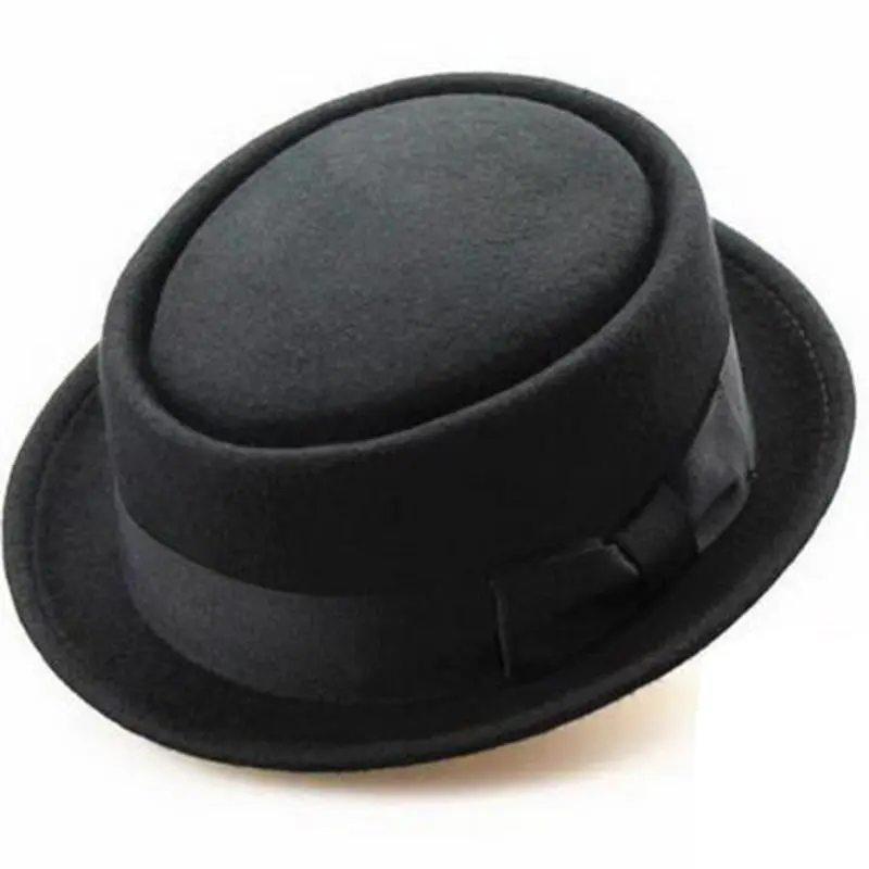 Cotton Felt Crushable Porkpie Vintage Round Short Brim Hat Fedora Cap J6M5