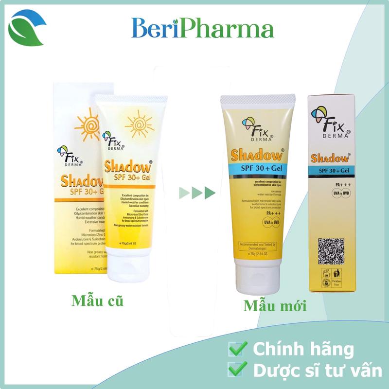 Fixderma Gel Chống Nắng Shadow Spf30+ Gel 75g Kem Chống Nắng Sunscreen Sun Cream