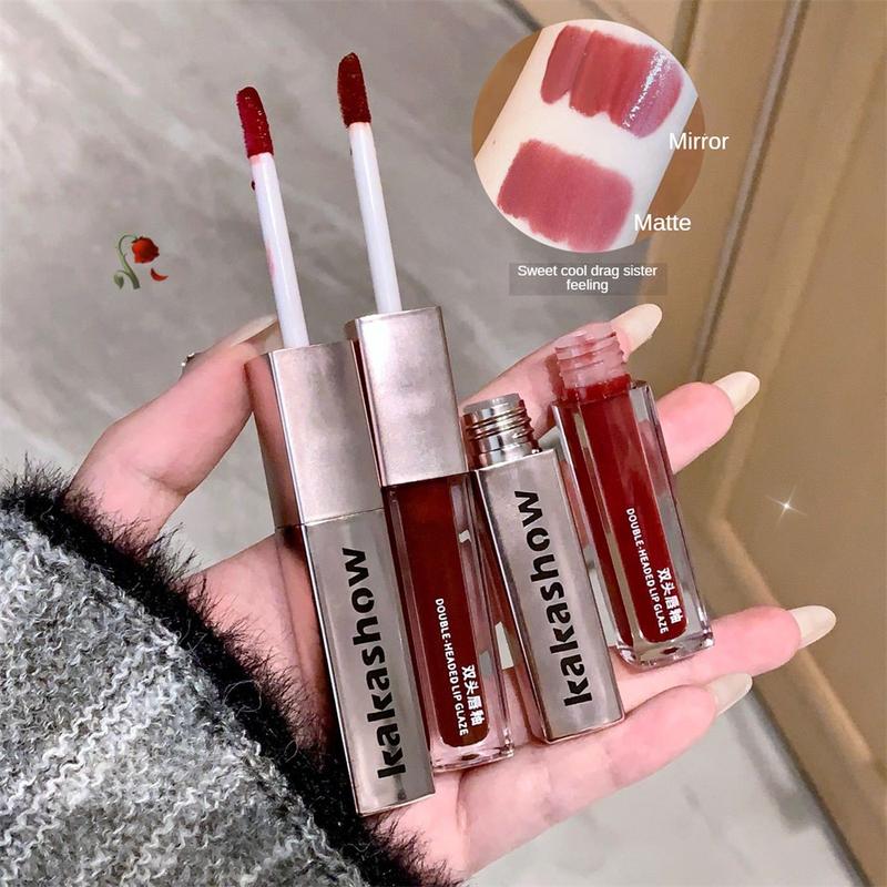 Son Bóng Hai Đầu, Kakashow, Hoàn Thiện Lì Và Bóng, Son Kem Màu Đỏ Gợi Cảm, Lâu Trôi, Chống Chuyển, Không dính cốc, Son Môi Dạng Lỏng, Không Thấm Nước, Dưỡng Ẩm, Son Kem Nước, Son Làm Căng Mọng Môi, Mỹ Phẩm