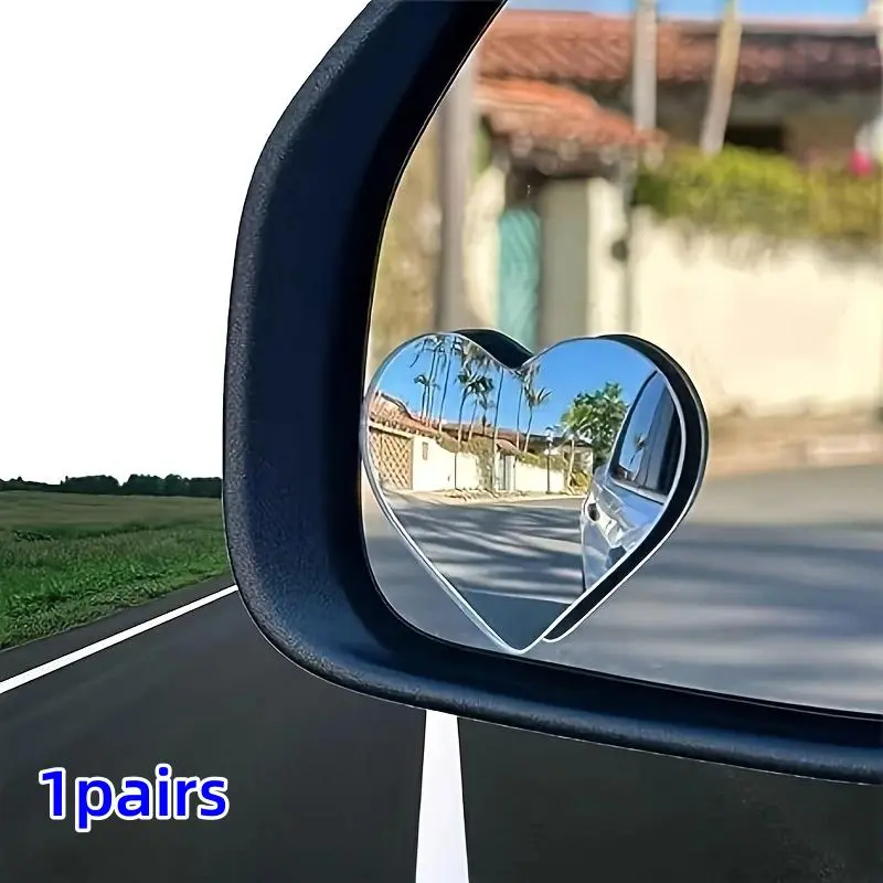 Heart Shaped Car Side Mirror, 2 Counts/set Car Blind Spot Mirror, Car Rear View Mirror, Universal Car Exterior Accessories for Car Decoration 0