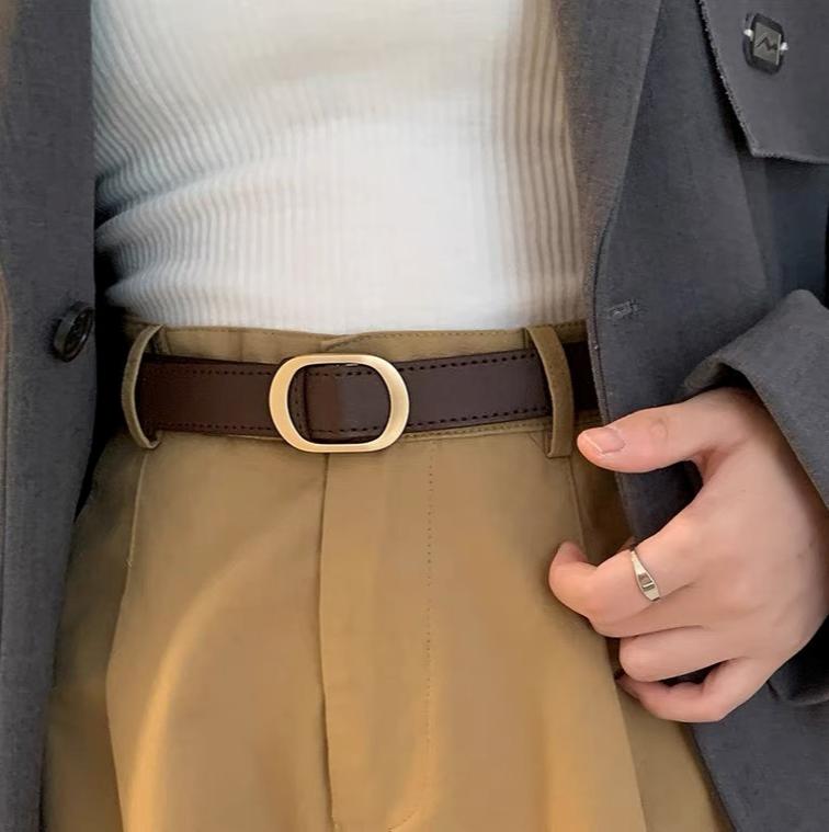 Thắt lưng da nữ bản nhỏ Meisy màu nâu đen
