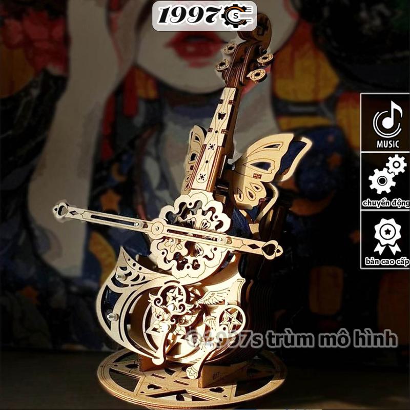 Hộp Nhạc Gỗ Lắp Ráp Đàn Violin 1997S, Mô Hình 3D Cơ Học Chuyển Động, Quà Tặng Sinh Nhật Độc Đáo Ý Nghĩa Cho Bạn Gái