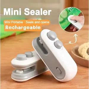 LLRKID - Mesin Penyegel Plastik Makanan Elektrik Portable 2 In 1 Alat Press Perekat Pengemas Klip Segel Plastik Makanan Snack Hand Sealer Mini USB