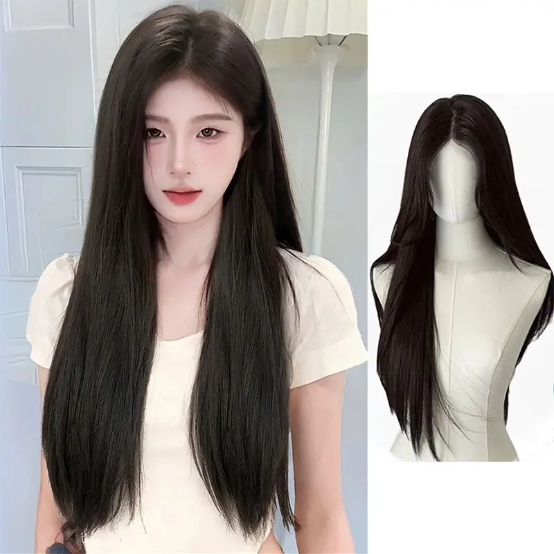 Tóc Giả Thẳng, Màu Tự Nhiên, Dài 70cm, Không Có Tóc Mái, Chất Liệu Tổng Hợp, Màu Lì Sợi Chịu Nhiệt Độ Cao, Dành Cho Phụ Nữ Và Nam Giới, Chịu Nhiệt