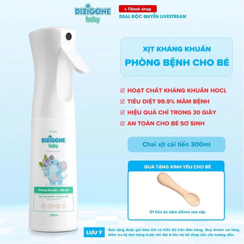 [LIVESTREAM DIZIGONE X KOC 2] Xịt kháng khuẩn DIZIGONE Baby 300ml - Vệ sinh tay chân, cơ thể, đồ chơi, đồ dùng cho bé; phòng bệnh và bảo vệ bé - TẶNG 01 THÌA ĂN DẶM CHO BÉ