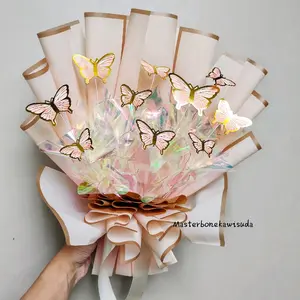 (Isi 9-10 Kupu) Buket kupu-kupu // buket kupu LED / kerangka buket tanpa uang