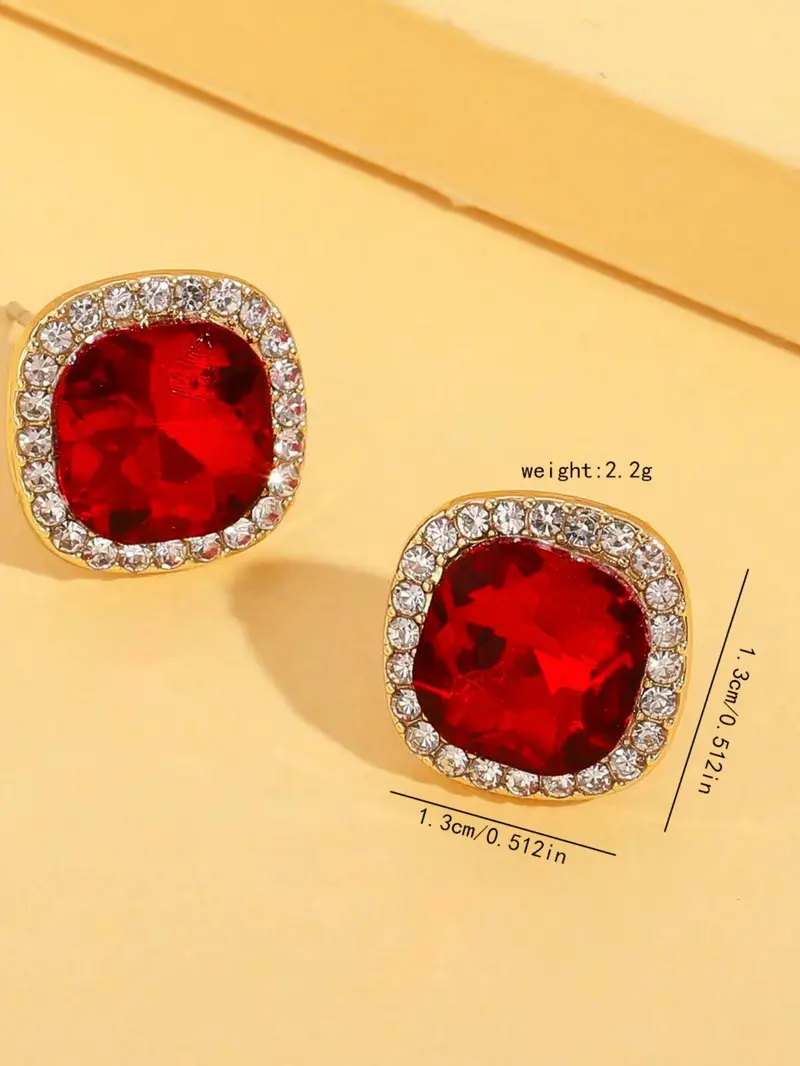 Product Introduction of Square Shaped Decorated Earrings, Fashionable Jewelry for Women, Trendy All-match & Exquisite Jewelry for Birthday Gift 1